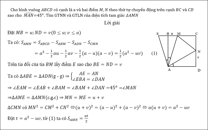 Bài tập sử dụng định lý Viet để giải toán hình 1